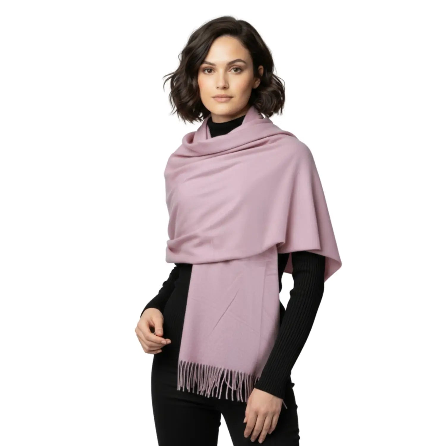 Pashmina Scarf Oversized Cashmere Feel Warm Scarf - Dusky Pink - Warm Scarves