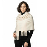 Pashmina Scarf Oversized Cashmere Feel Warm Scarf - Ivory - Warm Scarves