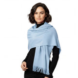 Pashmina Scarf Oversized Cashmere Feel Warm Scarf - Sky Blue - Warm Scarves