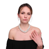 Pearl Bead Earring and Necklace Set Statement Jewellery on woman.
