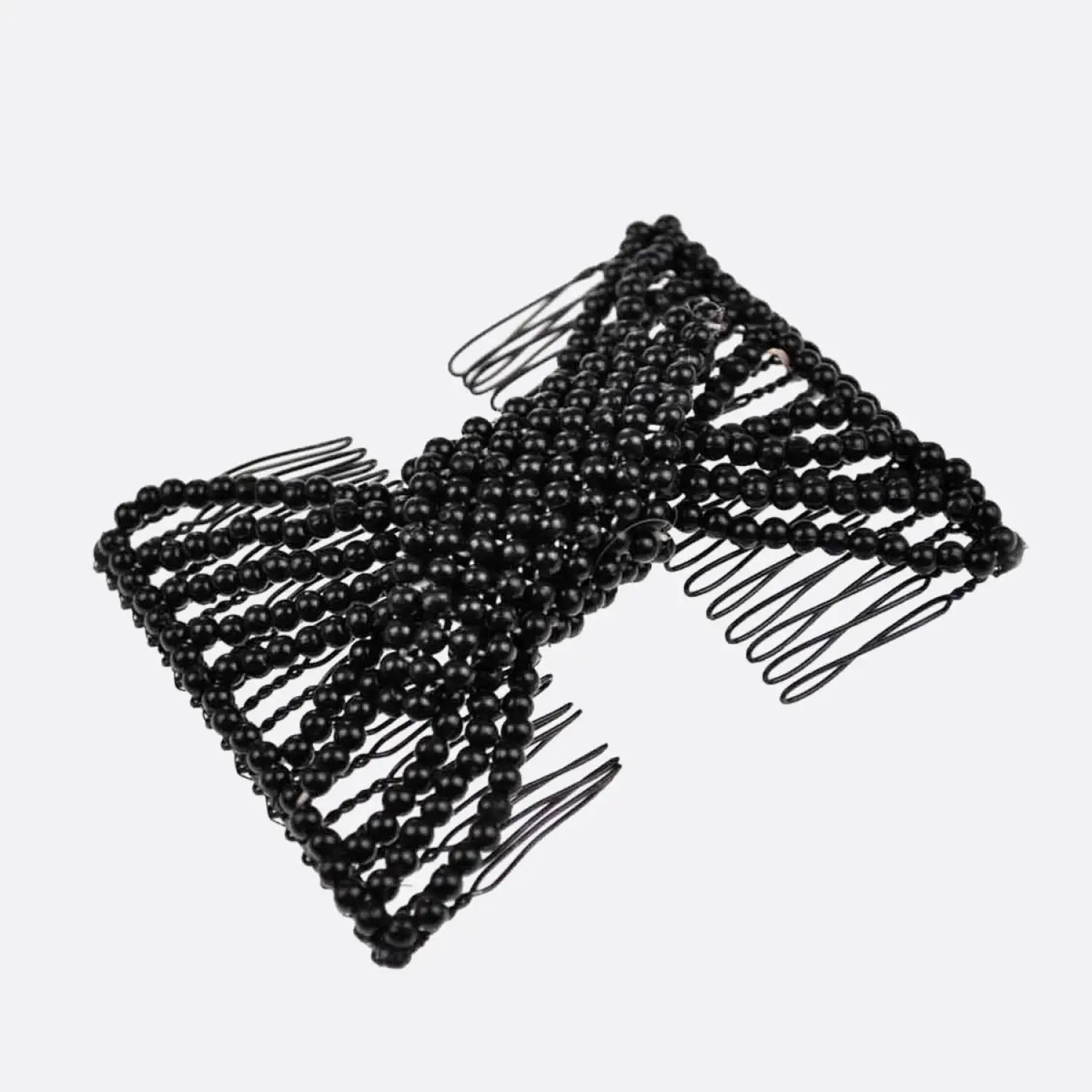 Black bead hair comb accessory in Pearl Beads Hair Combs product display.