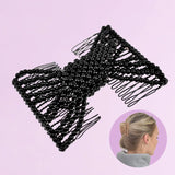 Woman with ponytail wearing black hair clip and Pearl Beads Hair Combs.