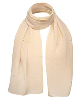 White pearl chiffon scarf with durable pearl attachments