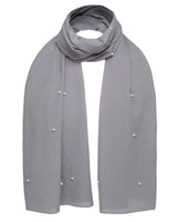 Grey chiffon scarf with pearls.