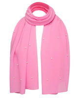 Pink chiffon scarf with pearl attachments