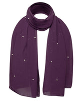 Purple chiffon scarf with pearl attachments