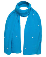 Blue pearl chiffon scarf with durable pearl attachments