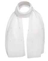 Pearl chiffon scarf with white pearls on ends