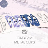 Plain and Gingham School Girl Hair Pins Metal Hairpins Set with ’Ginam Metals’ glasses