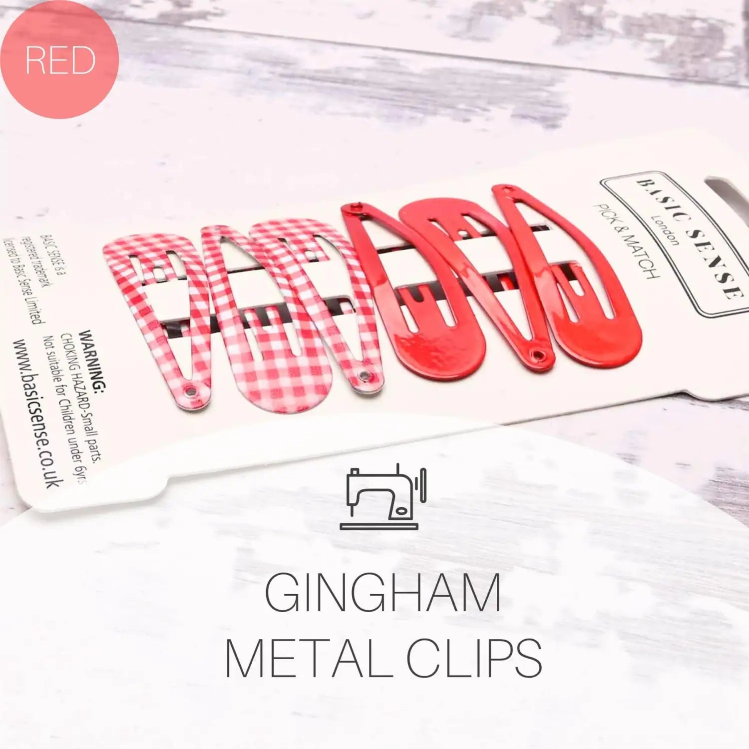 Gingham Metal Hair Pins Set - Plain and Gingham School Girl Hairpins, 6pcs Set