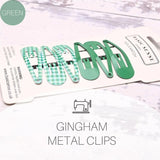 Green gingham metal hair pins from Plain and Gingham School Girl Hair Pins Set - 6pcs