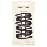 Black and white pack of 3 clips from Plain and Gingham School Girl Hair Pins Set - 6pcs