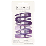 Close-up of a package of purple hair pins set - Plain and Gingham School Girl Hair Pins 6pcs Set