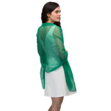 Plain Chiffon Shawl Semi-Opaque - Woman in green blouse and white skirt