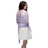 Woman in purple blouse and white skirt wearing Plain Chiffon Shawl Semi-Opaque - Versatile Scarf
