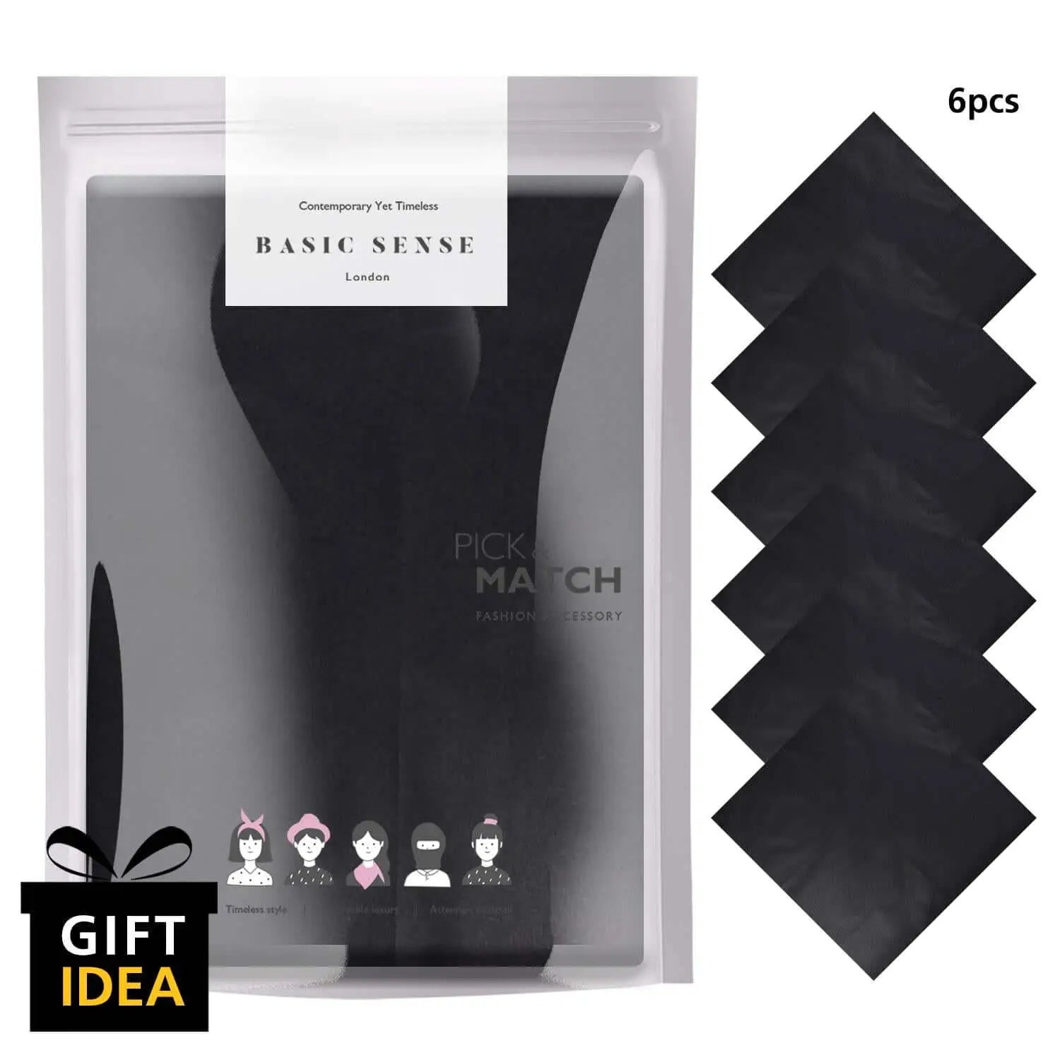 Black napkins with a black ribbon - Plain Cotton Bandana Set