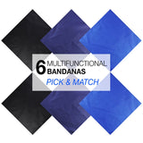 Blue and black plain cotton bandana set with 6 multi functional bandanas