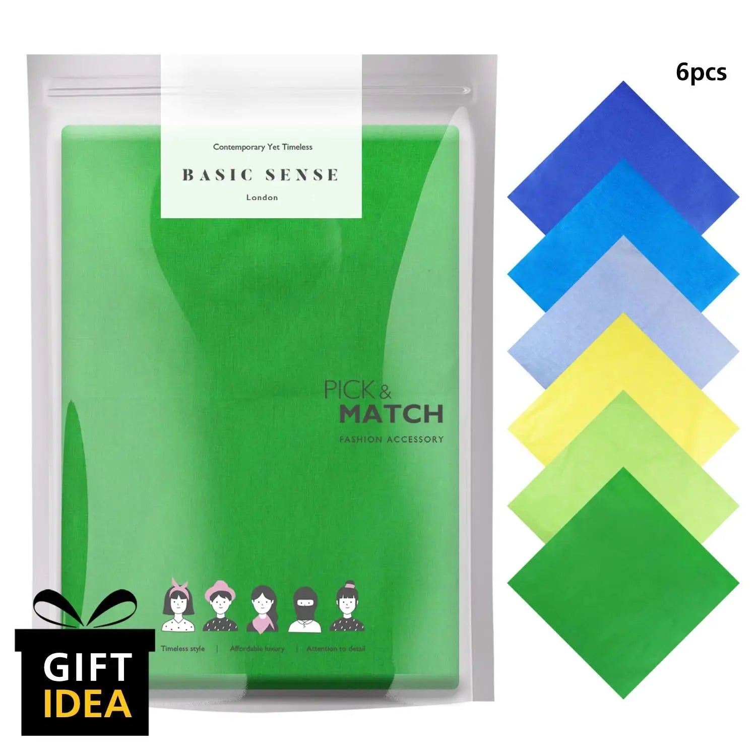 6pcs plain cotton bandana set with green tea bags
