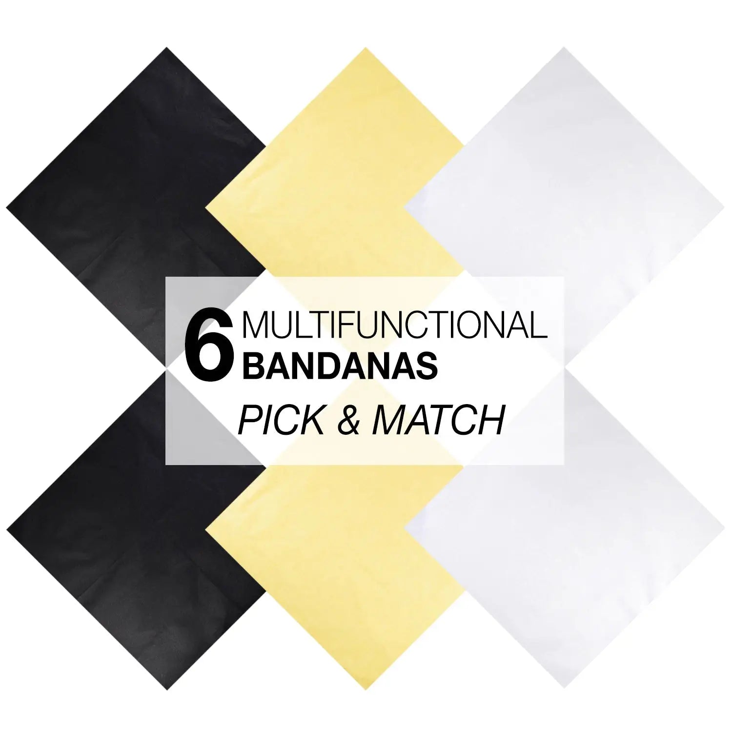 Plain Cotton Bandana Set - 6PCS with 6 functional bands for pick and match