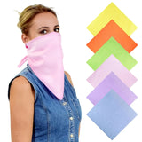 Woman wearing pink plain cotton bandana set - 6PCS, versatile and multifunctional in solid colours.