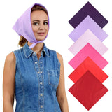 Woman in a denim vest and purple scarf wearing Plain Cotton Bandana Set - 6PCS