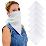 Woman wearing white face mask with Plain Cotton Bandana Set - 6PCS in Solid Colours