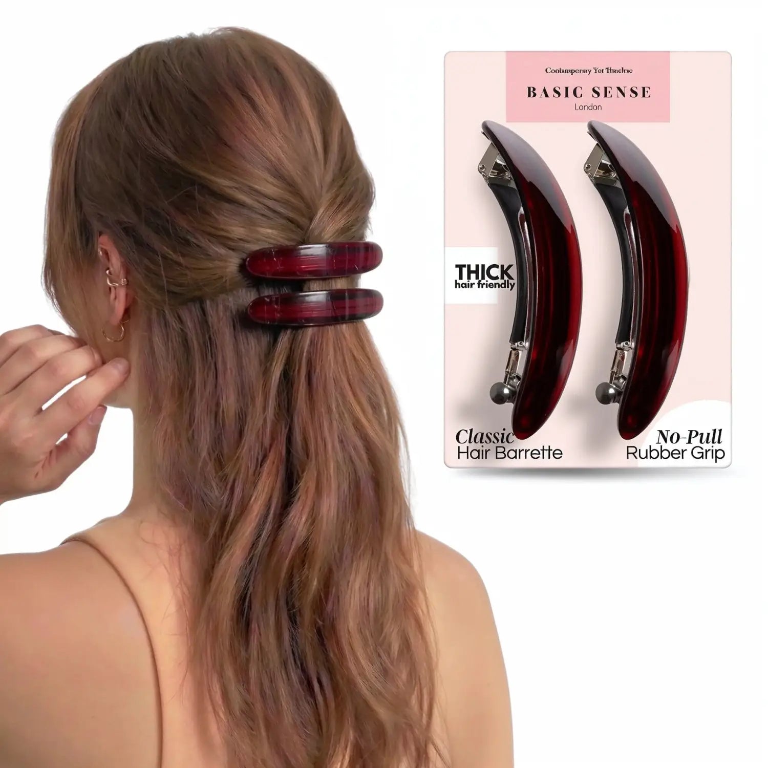 Plain & Leopard French Barrettes Hair Clips - Oval Tortoise-Tortoise - Hair Claws & Clips