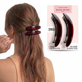Plain & Leopard French Barrettes Hair Clips - Oval Tortoise-Tortoise - Hair Claws & Clips