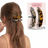 Plain & Leopard French Barrettes Hair Clips - Rectangular Harvana-Blonde - Hair Claws & Clips