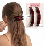 Plain & Leopard French Barrettes Hair Clips - Rectangular Tortoise-Tortoise - Hair Claws & Clips