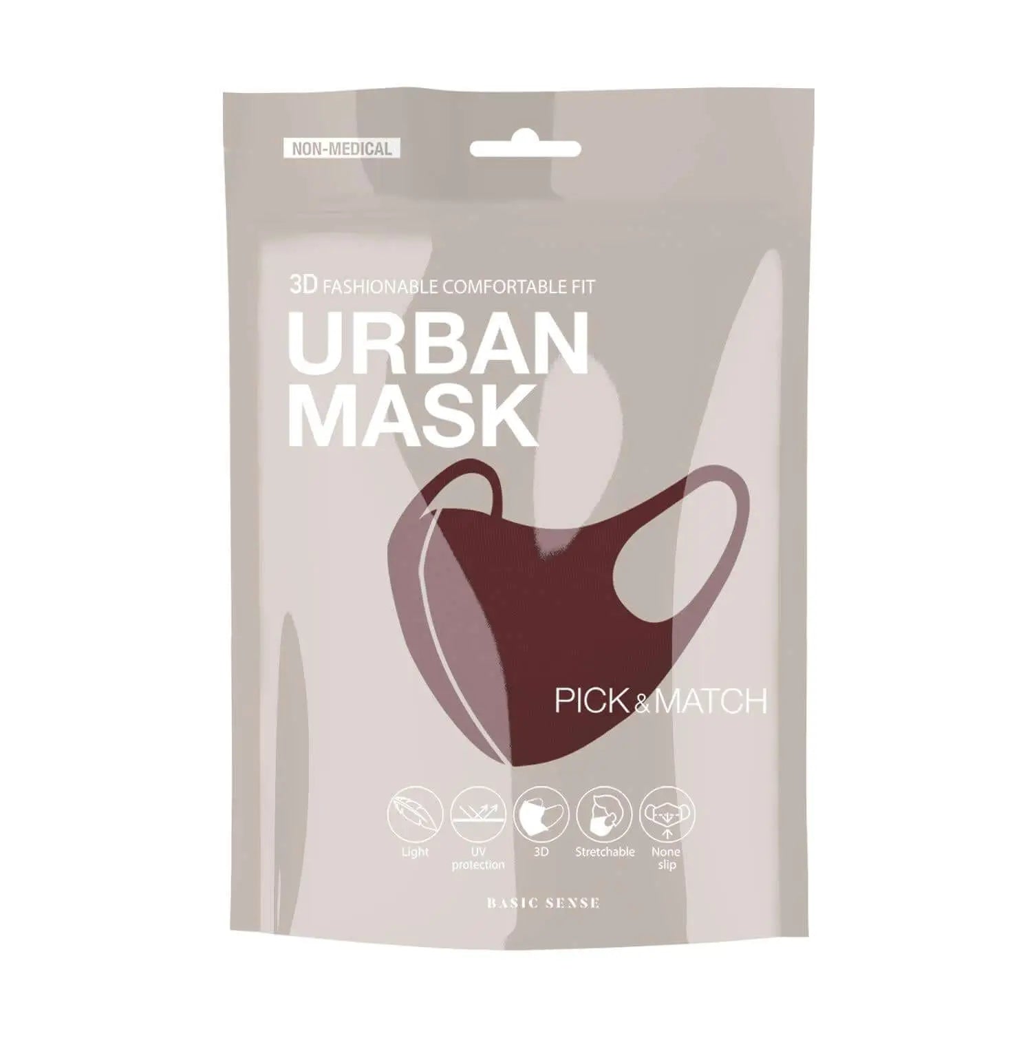 Plain Reusable Thick Reinforced Fibre Face Mask Packaging on White Background