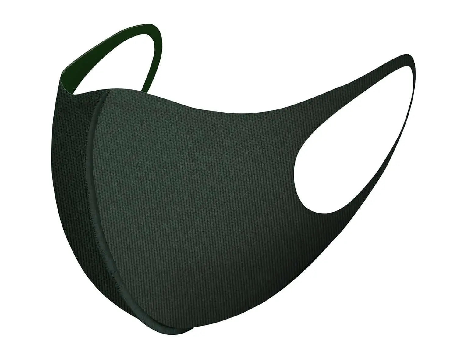 Solid black face mask with green band from Plain Reusable Thick Reinforced Fibre Face Masks