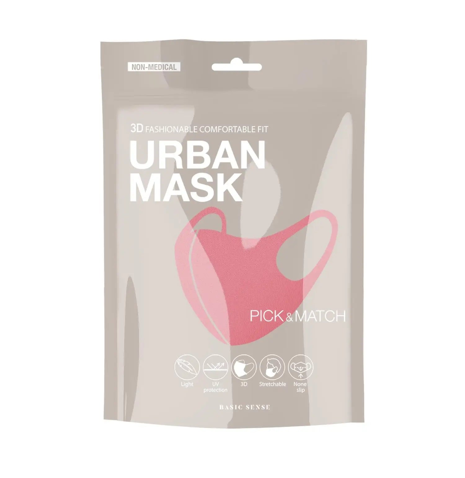 Pink solid coloured fibre face mask packaging - Plain Reusable Thick Reinforced Face Masks