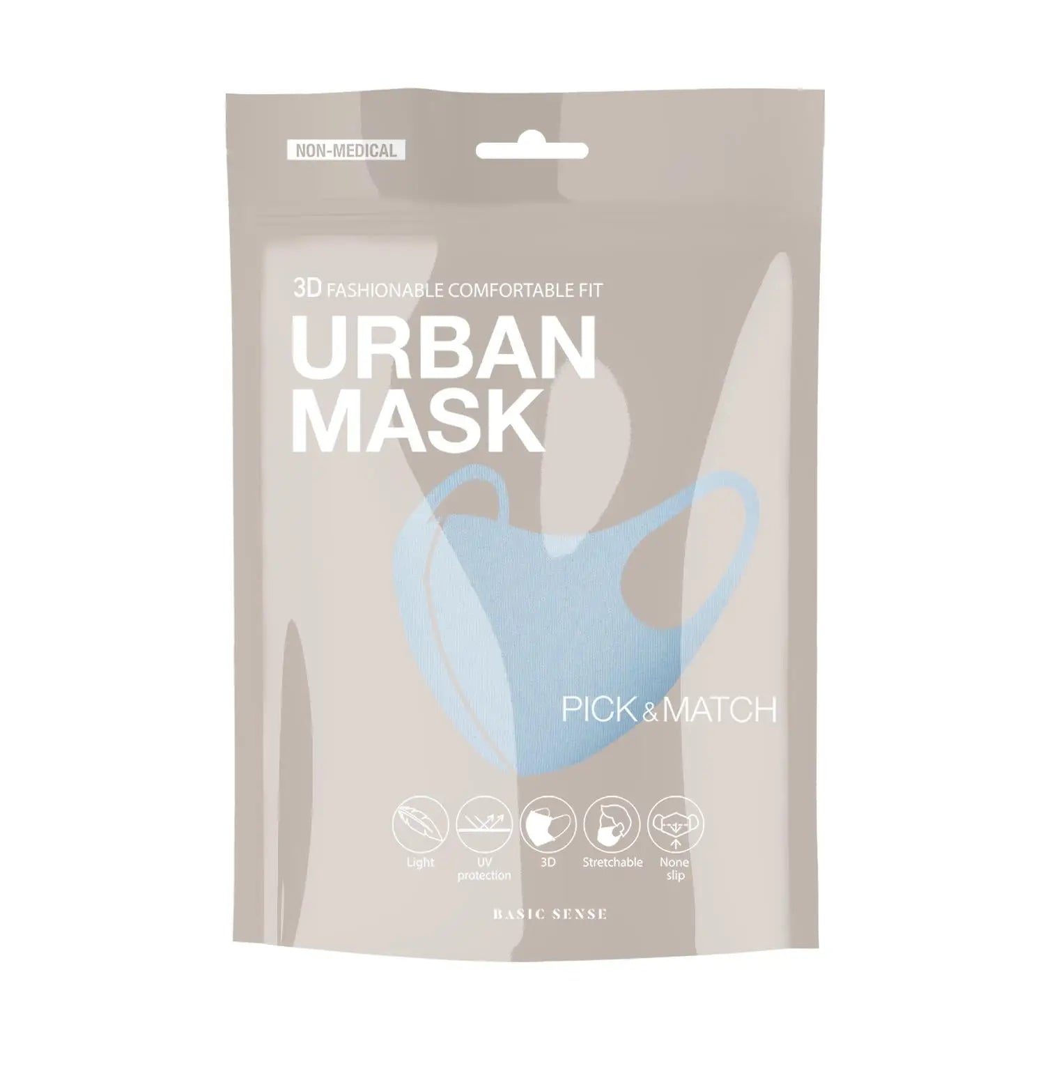 Plain Reusable Thick Reinforced Fibre Face Mask in Light Blue Packaging