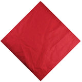 Red cotton square bandana on white background.