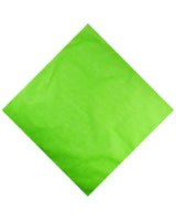 Green cotton square bandana with solid colour design.