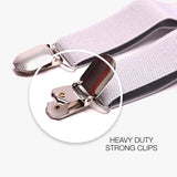 Silver clips on white background for Plain Y-Shape Trouser Braces with 2.5cm Width