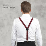 Plain Y-Shape Braces for Trouser with 2.5cm Width Unisex - man in white shirt and black pants
