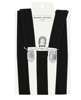 Black suspend with silver buckle, 2.5cm width Trouser Braces for Unisex