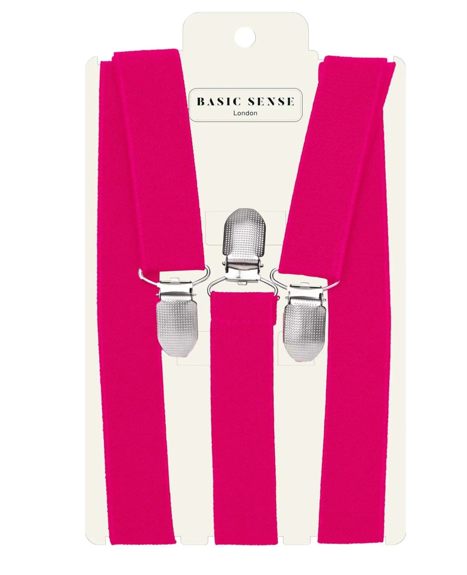 Pink suspender with silver buckle and 2.5cm width - Plain Y-Shape Trouser Braces
