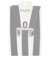 Plain Y-Shape Trouser Braces with 2.5cm Width Silver Buckle