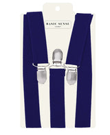 Blue Y-Shape Trouser Braces with Silver Buckle - 2.5cm Width
