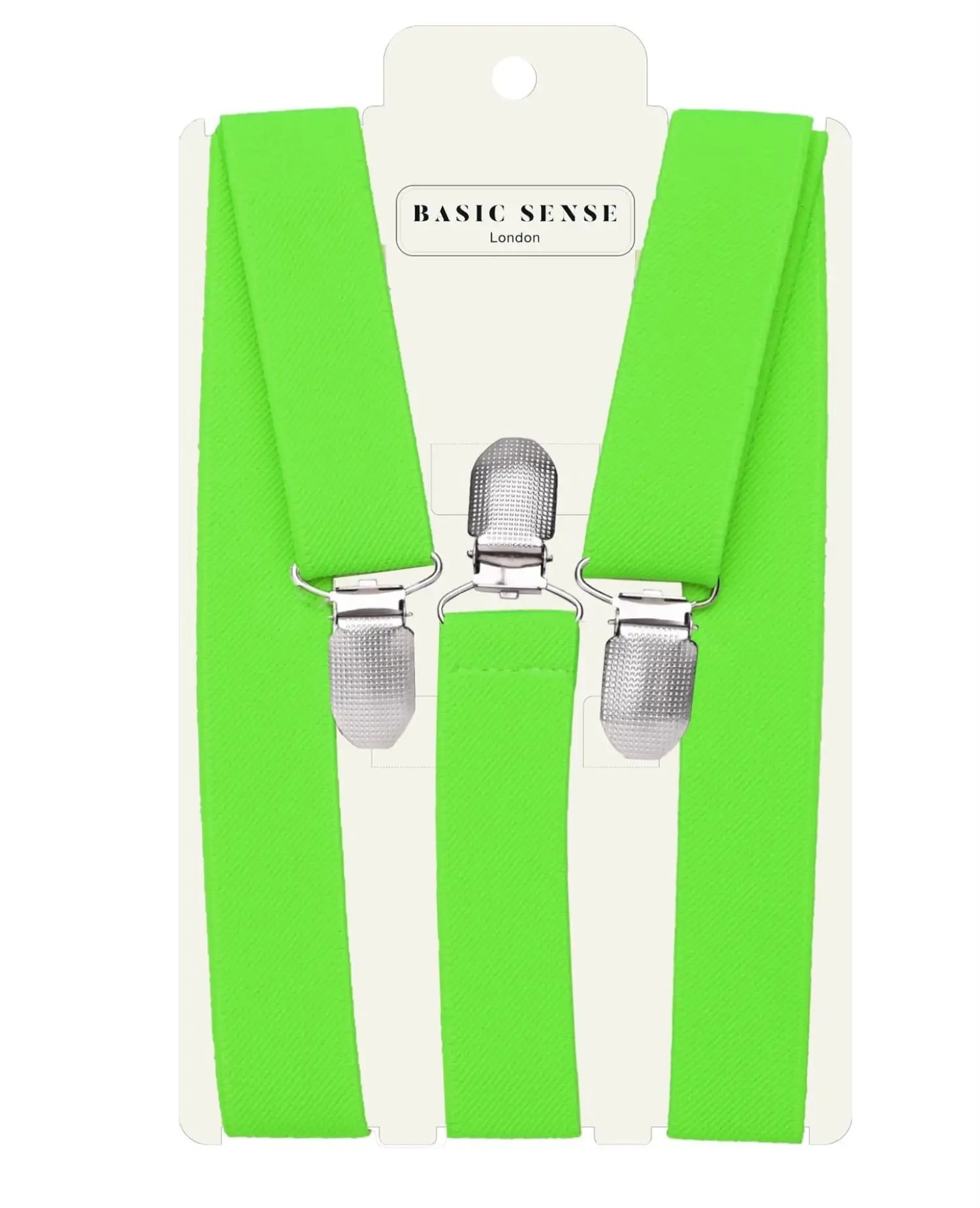 Green Y-Shape Trouser Braces with 2.5cm Width Silver Buckle