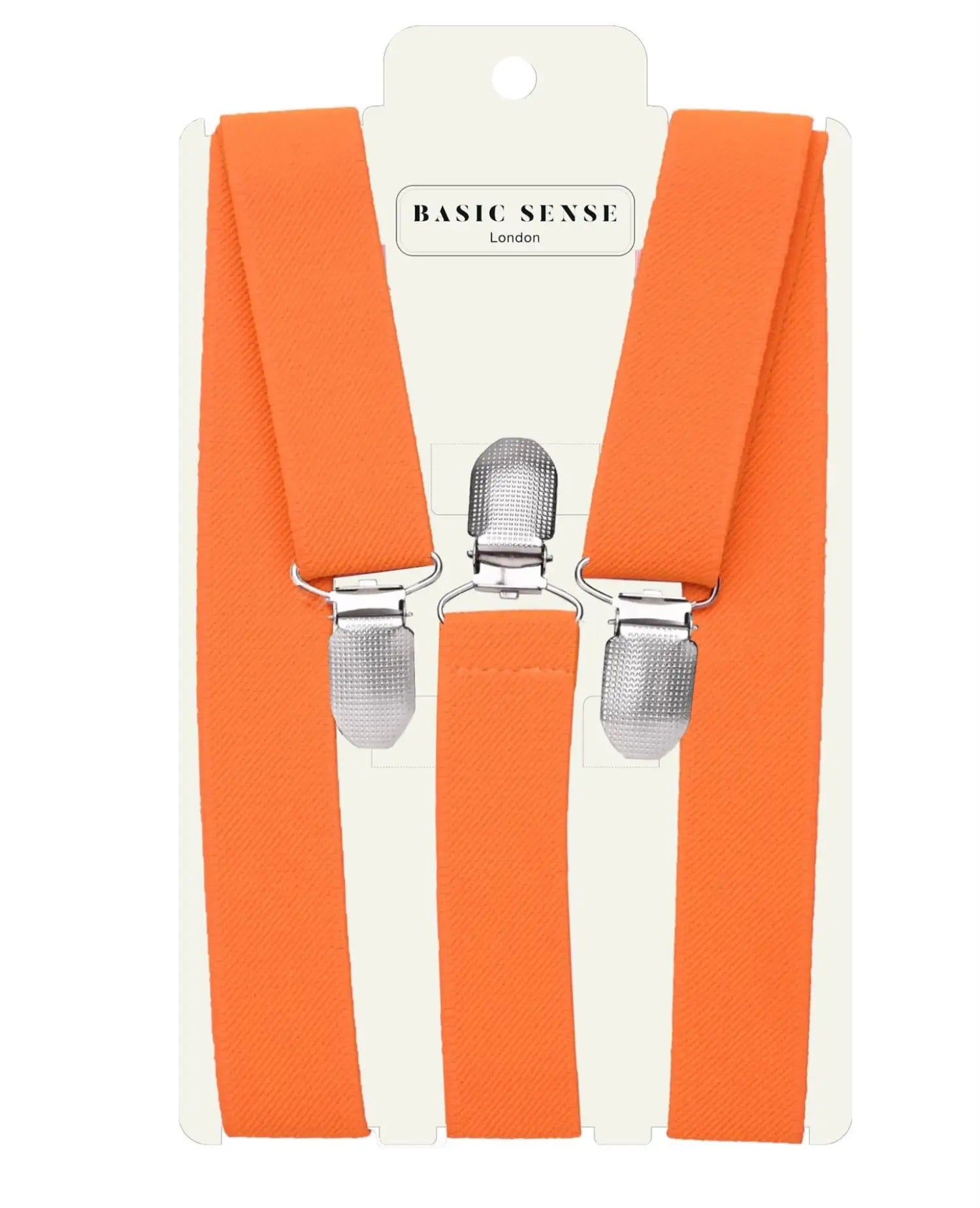 Orange suspends with white stripe, Plain Y-Shape Braces for Trouser with 2.5cm Width Unisex