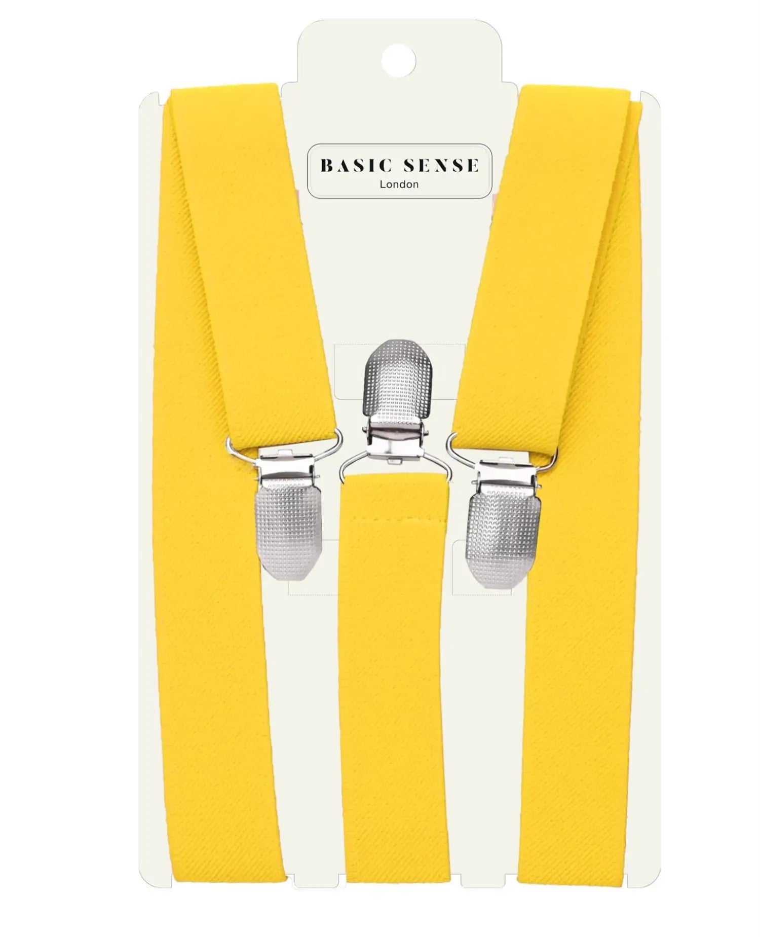 Yellow plain Y-shape trouser braces with metal clasp, 2.5cm width - Unisex