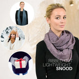 Pleated Ribbed Snood: Light Weight Arafed Knit Snood with Woman in Scarf and Hat