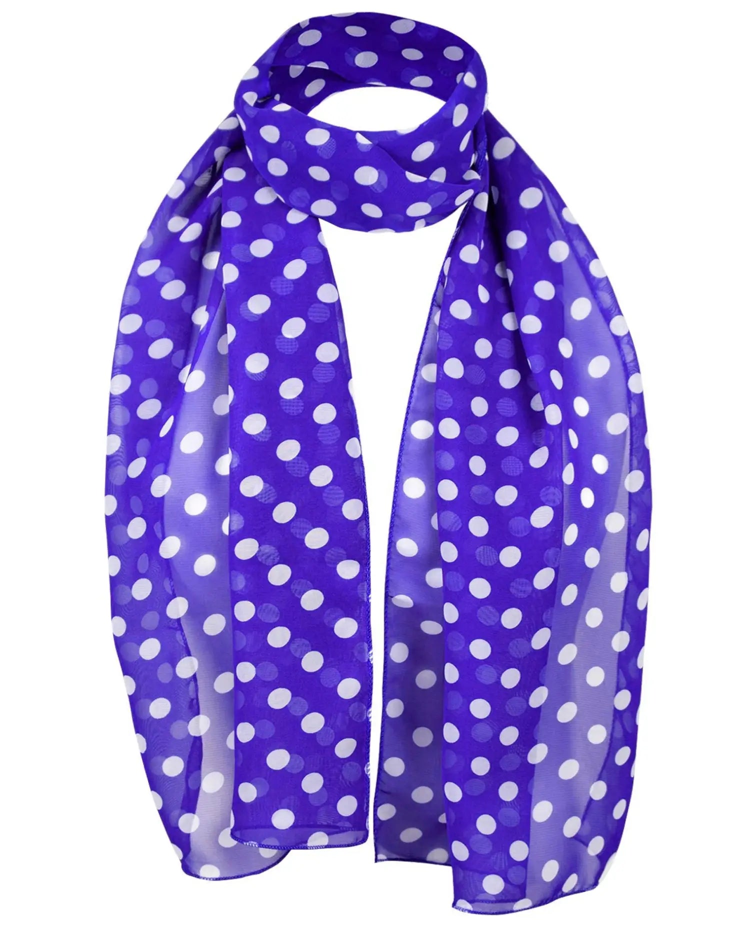 Polka dot chiffon scarf: purple and white design