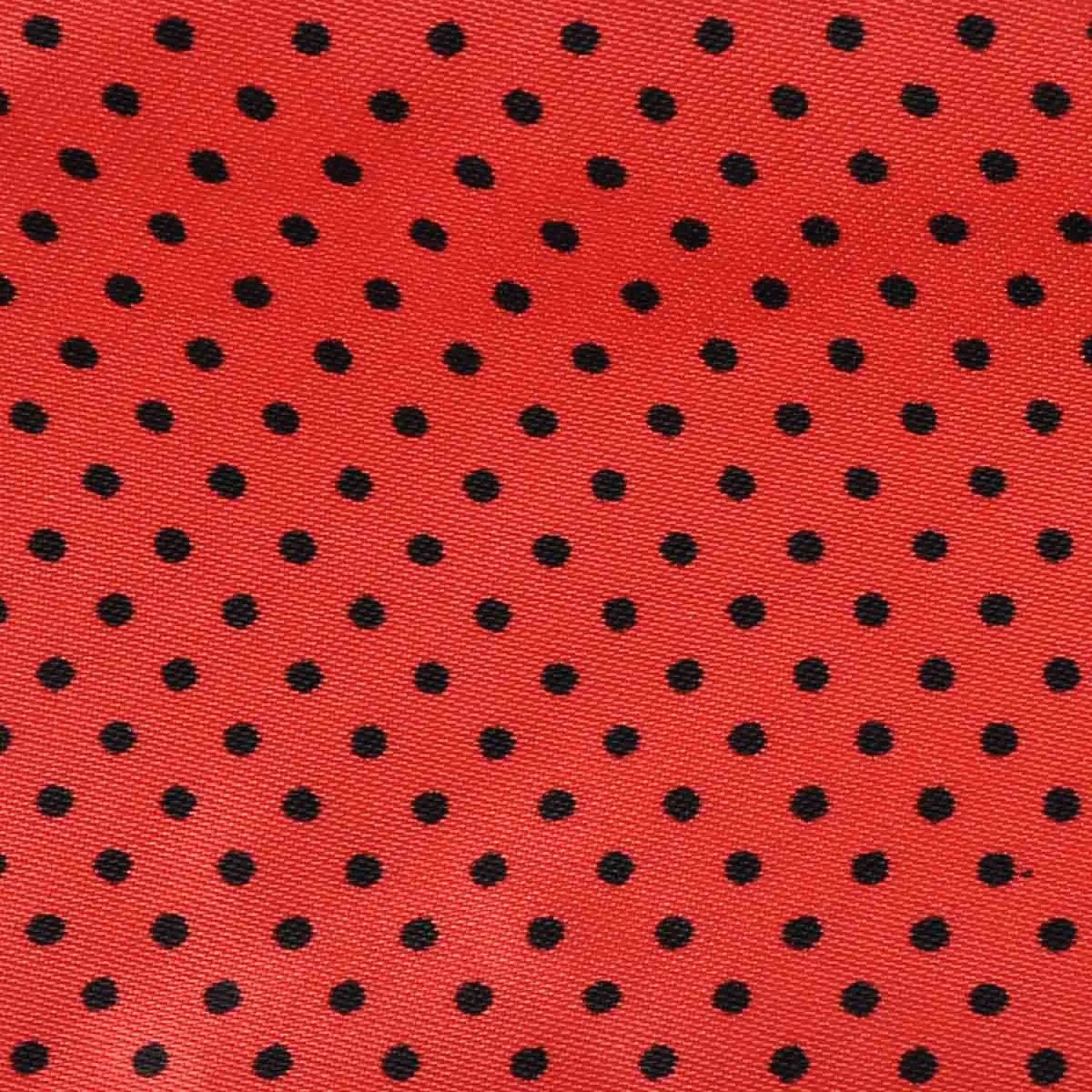Red and black polka dot satin sash scarf and matching hair pin set fabric.