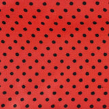 Red and black polka dot satin sash scarf and matching hair pin set fabric.