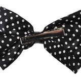 Black polka dot satin sash scarf and hair pin set